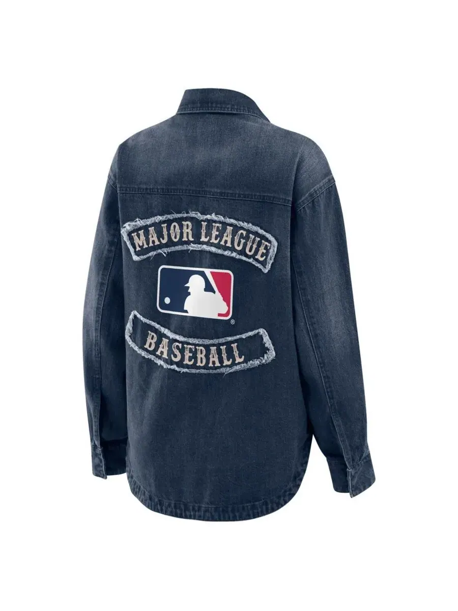 Женская джинсовая куртка-рубашка MLB, с эффектом потертости, свободного кроя, на кнопках WEAR by — изображение 2 из 3