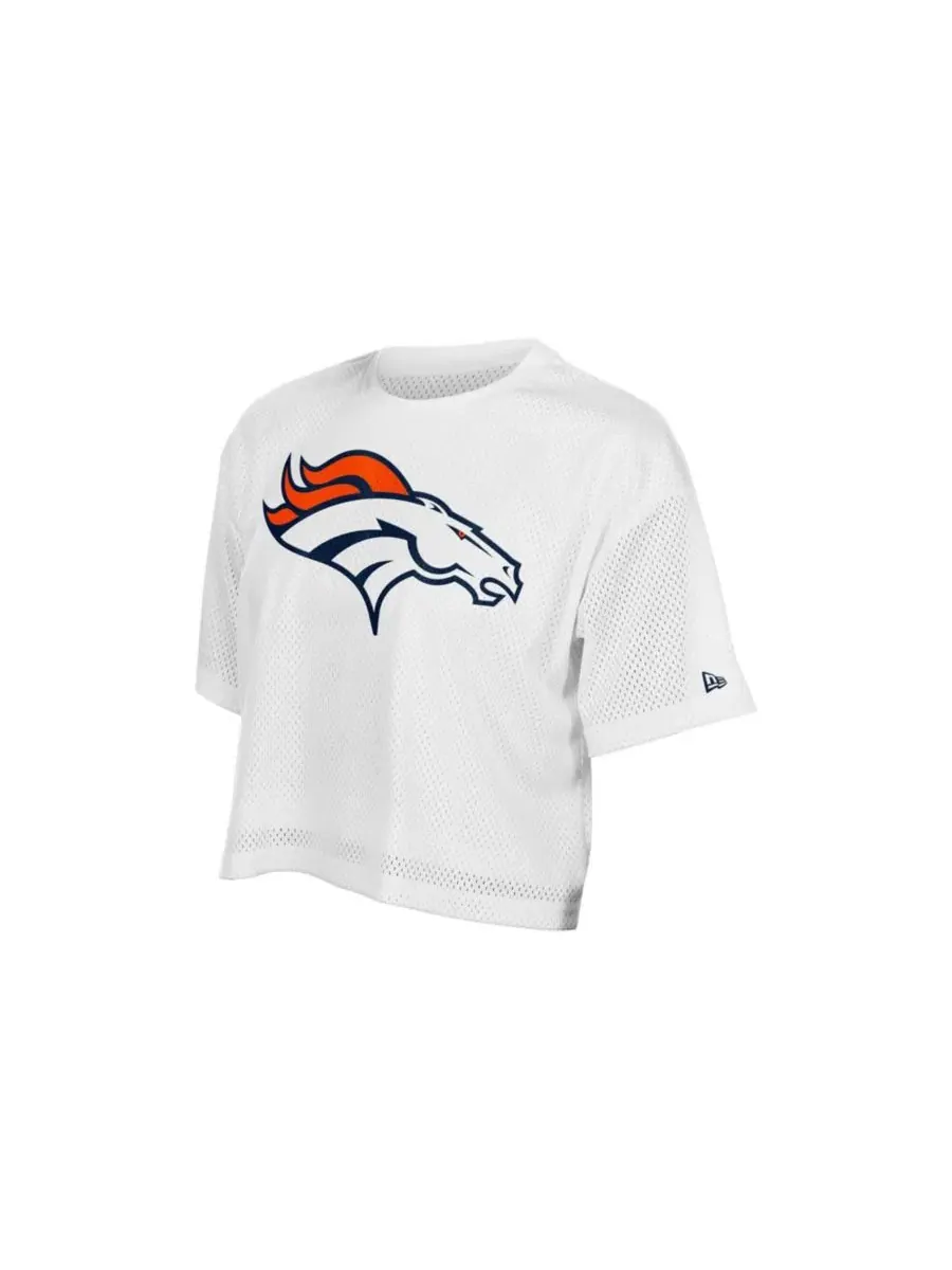 Женская футболка-кроп с сеткой и принтом Denver Broncos New Era — изображение 3 из 4, белый