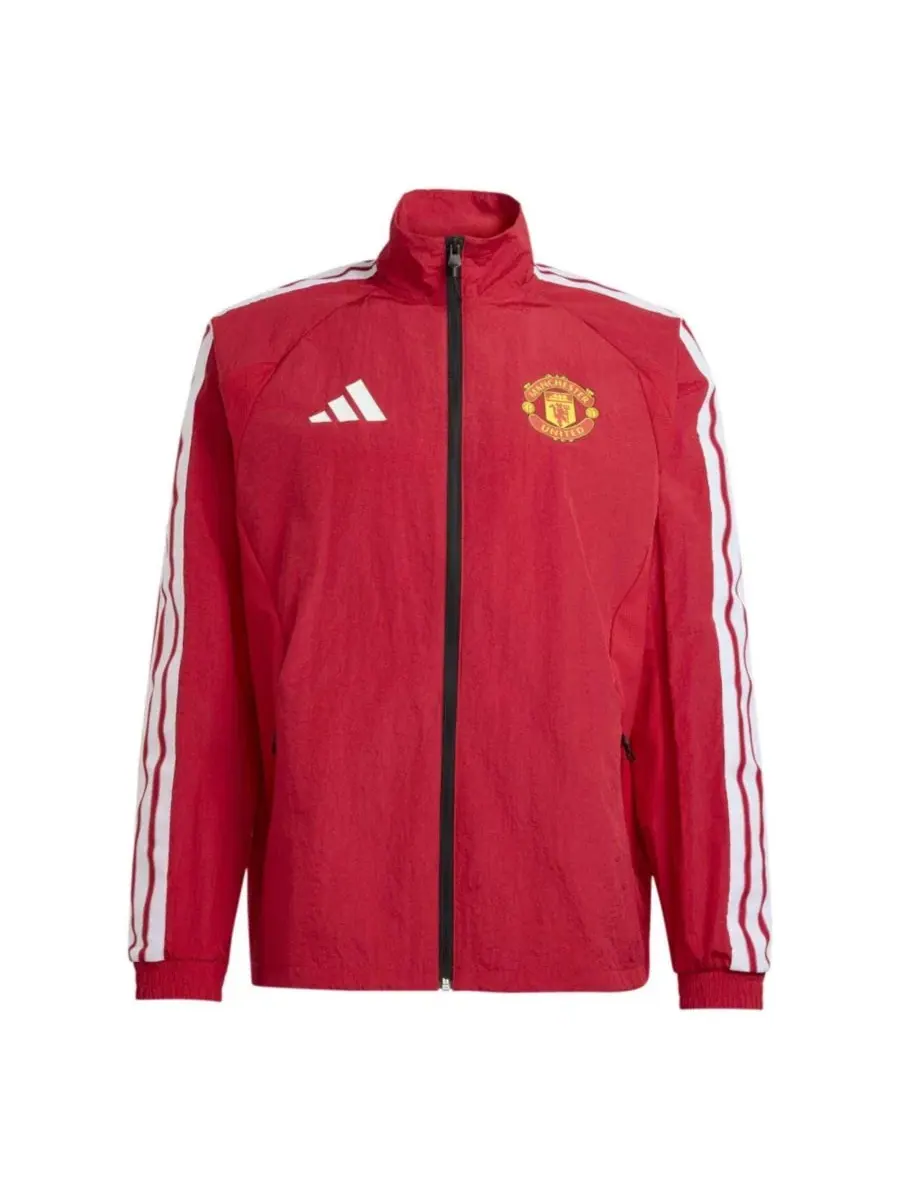 Куртка-ветровка мужская с полной застежкой-молнией Manchester United 2026 adidas — изображение 3 из 5, красный