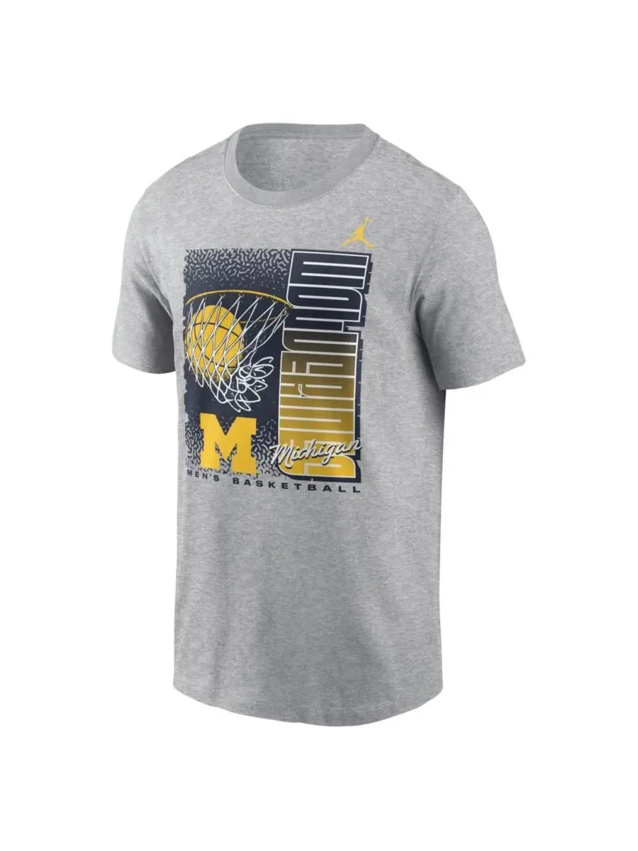 Футболка Nike Michigan Wolverines Basketball Refresh с коротким рукавом Jordan — изображение 2 из 3, серый