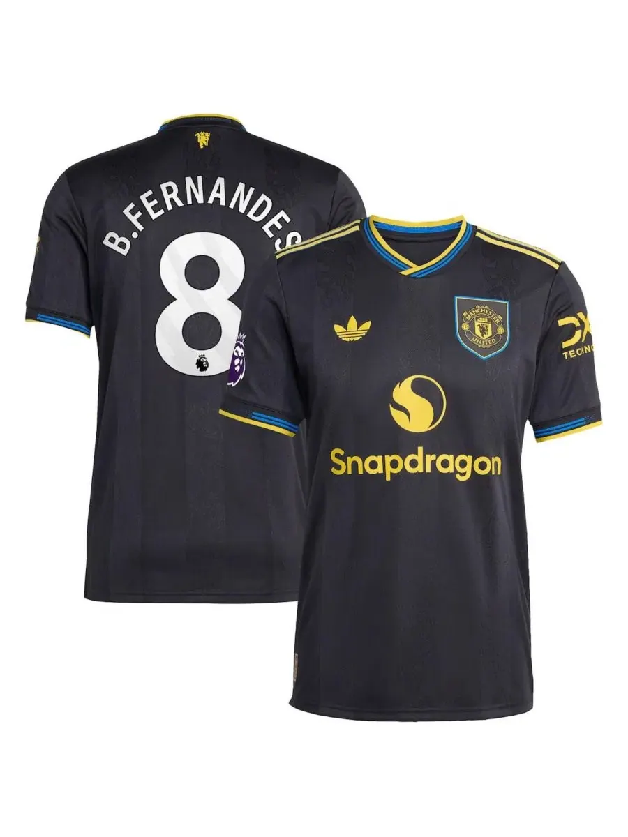 Футболка с длинным рукавом Bruno Fernandes Black Manchester United 2025/26 Third Authentic Player