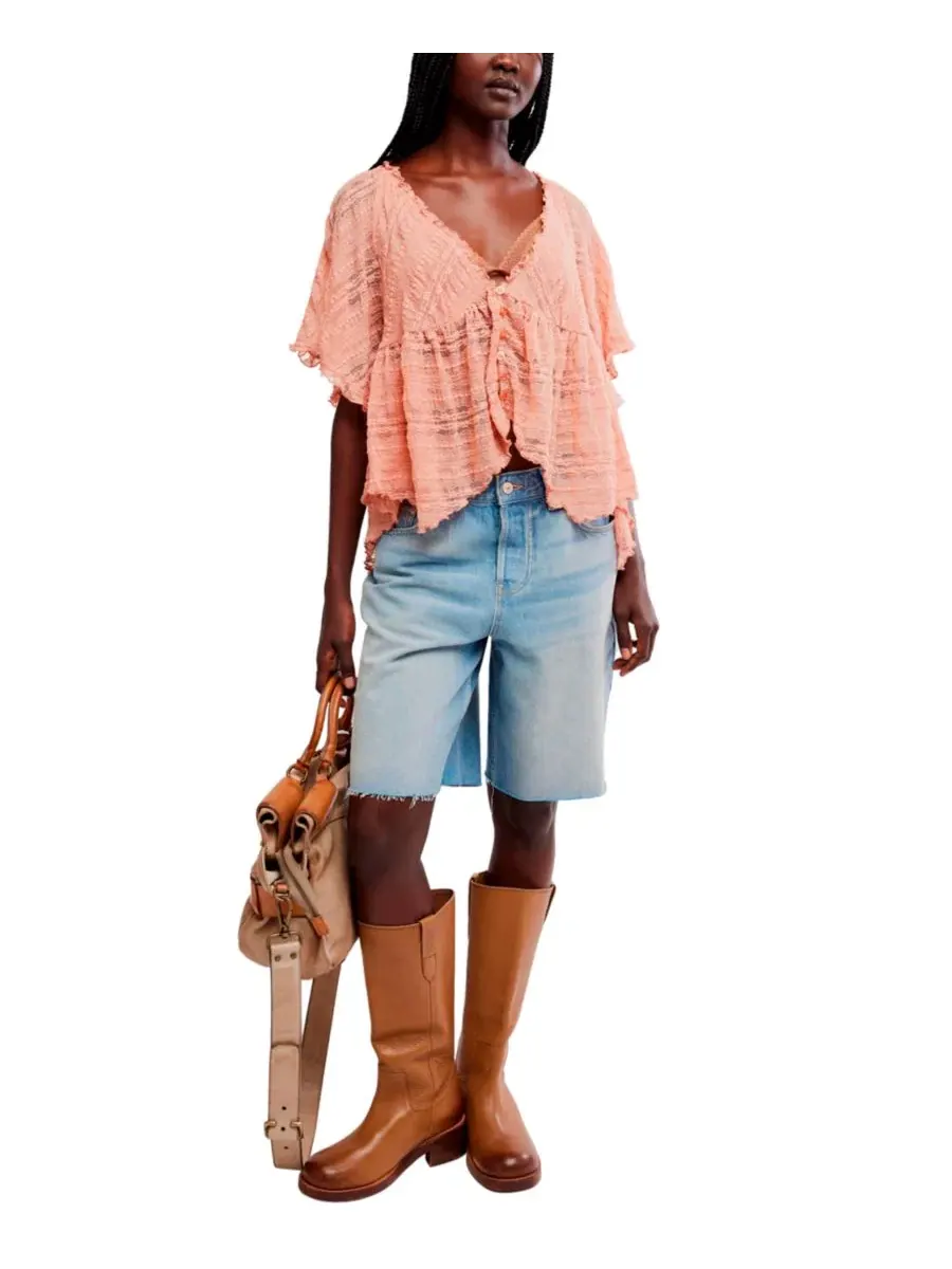 Блузка кружевная с V-образным вырезом In Your Dreams Free People, Coral Kiss — изображение 2 из 5