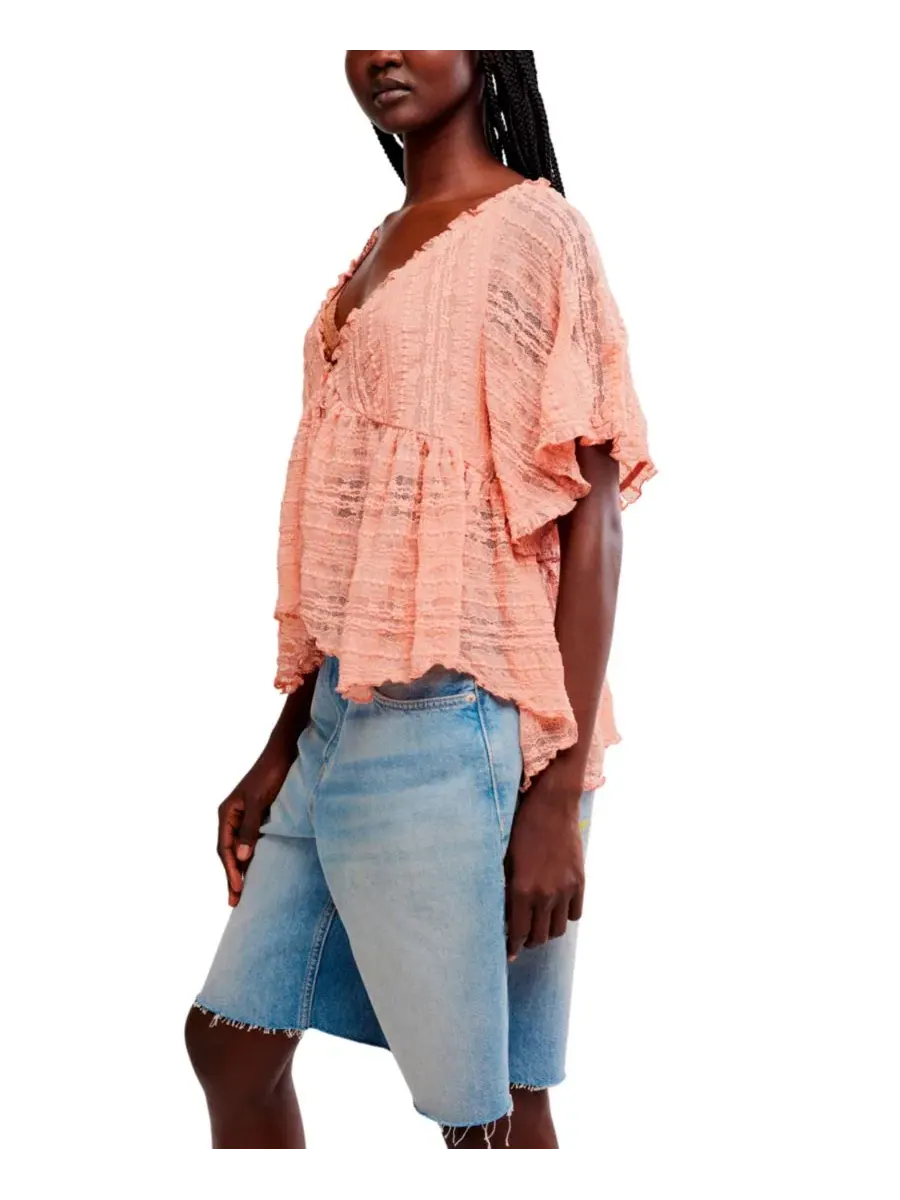 Блузка кружевная с V-образным вырезом In Your Dreams Free People, Coral Kiss — изображение 3 из 5
