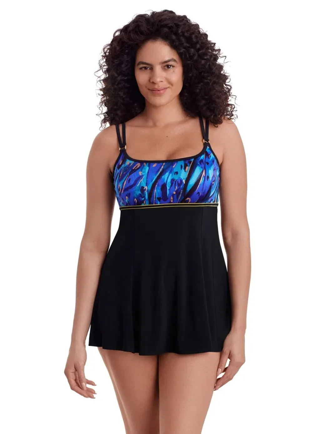 Платье для плавания с принтом Gilded Garden Empire Princess Seam Long Torso Swim Dress with — изображение 1 из 3