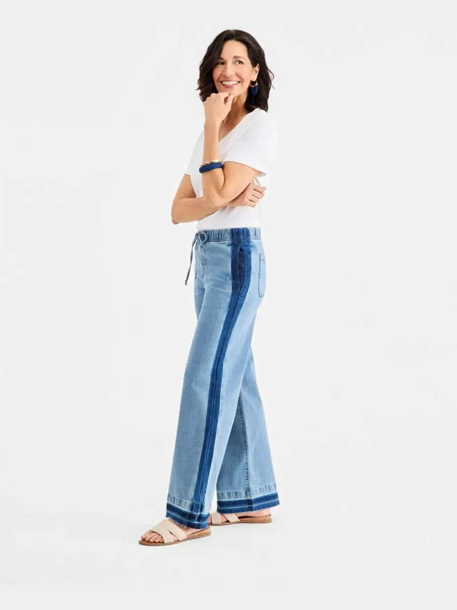 Джинсы с высокой посадкой с двумя тонами и широкими штанинами Style & Co, Margo Wash — изображение 3 из 4