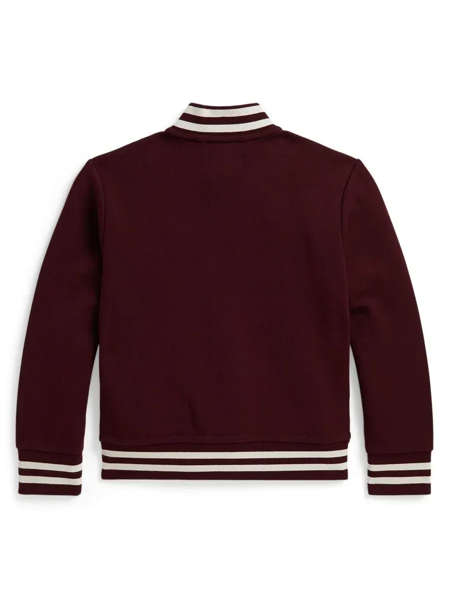 Детская куртка-бомбер с принтом, модель Double-Knit Letter Jacket Polo Ralph Lauren, Rich Ruby — изображение 2 из 3