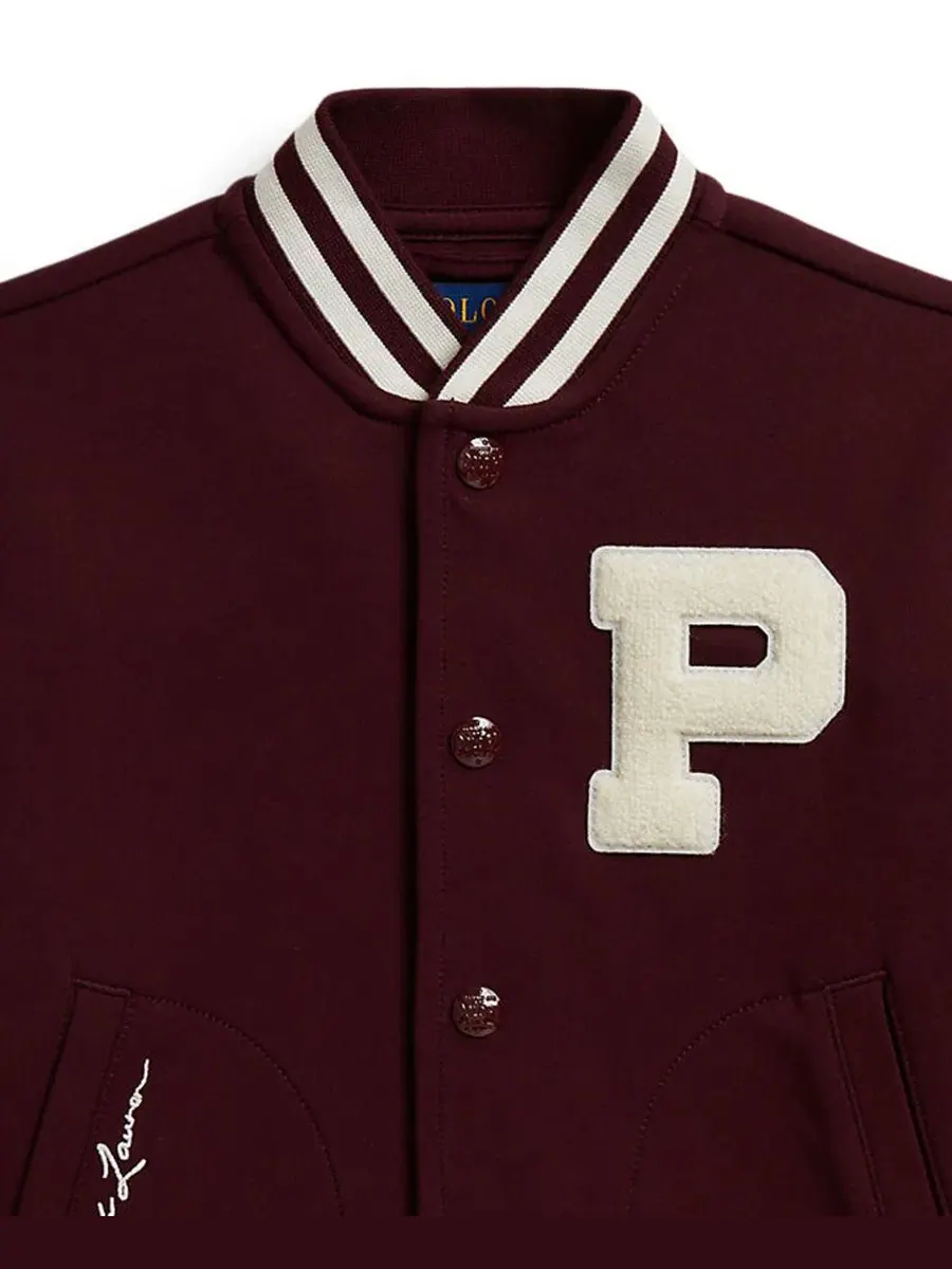 Детская куртка-бомбер с принтом, модель Double-Knit Letter Jacket Polo Ralph Lauren, Rich Ruby — изображение 3 из 3