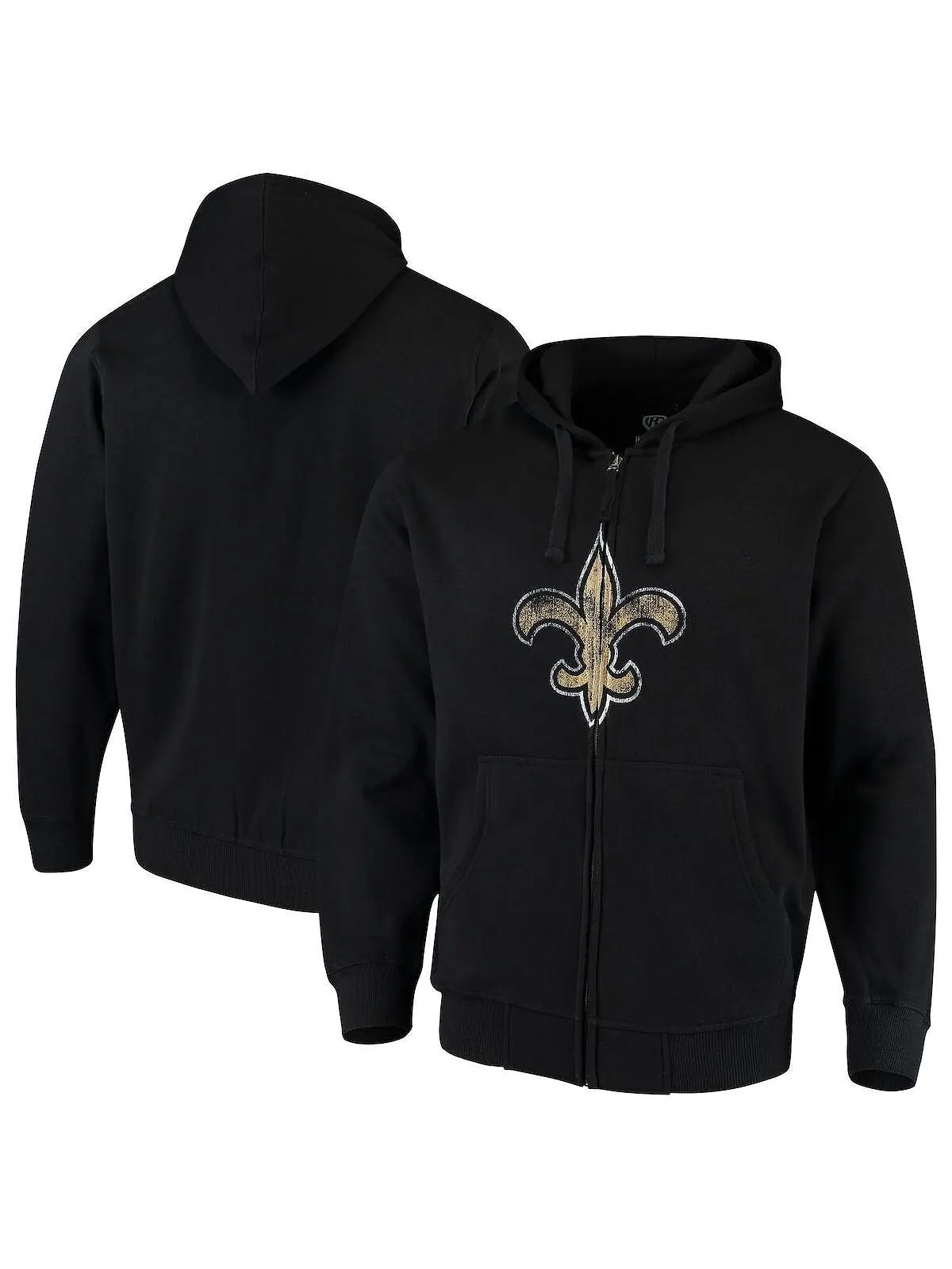 Мужская черная худи с логотипом new orleans saints primary на молнии во всю длину G-III Sports by — черный