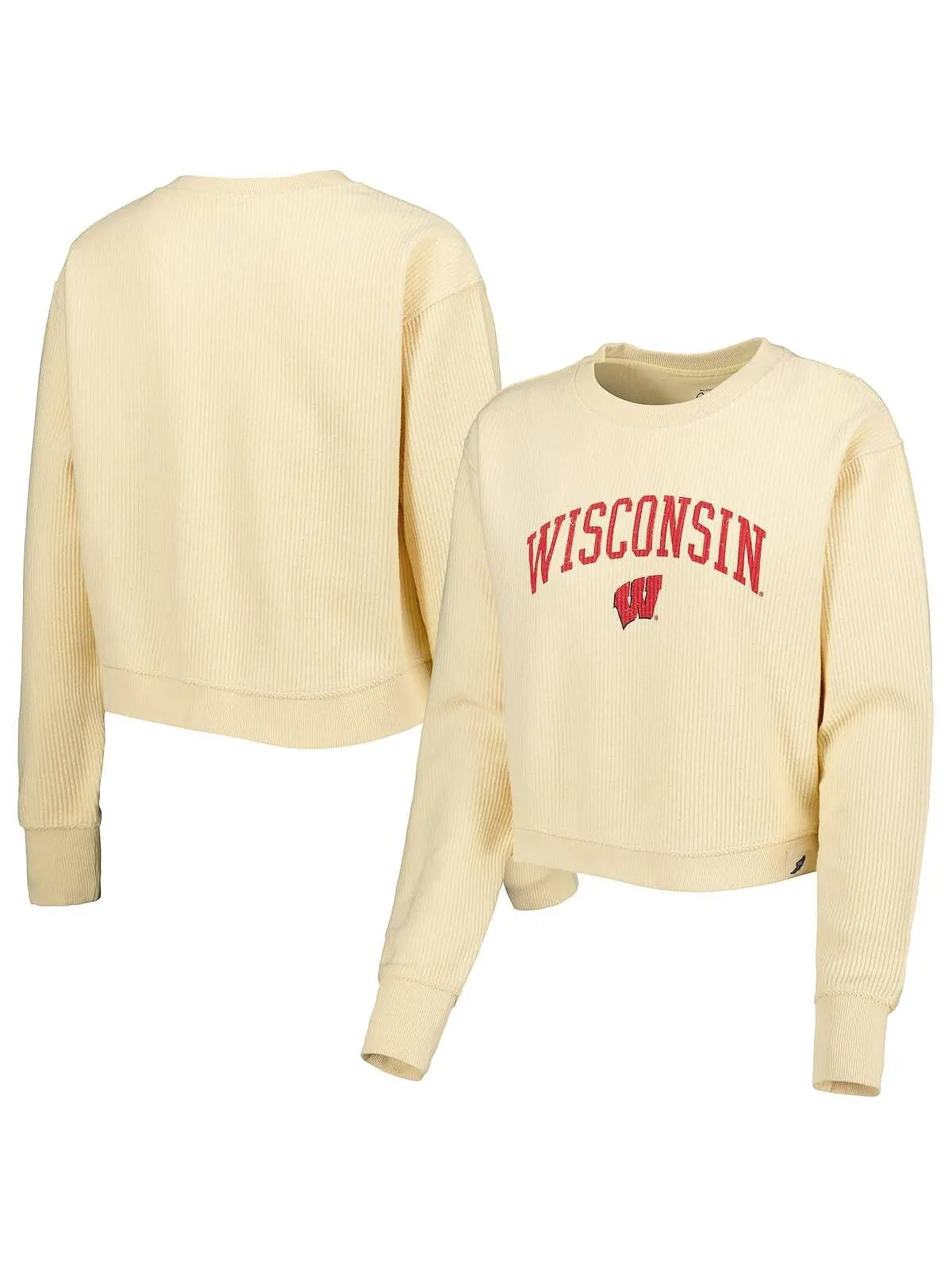 Женский кремовый свитшот Wisconsin Badgers Classic Campus Corded Timber League Collegiate Wear — бежевый