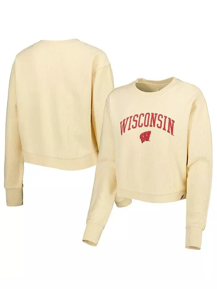 Женский кремовый свитшот Wisconsin Badgers Classic Campus Corded Timber League Collegiate Wear — изображение 1 из 3