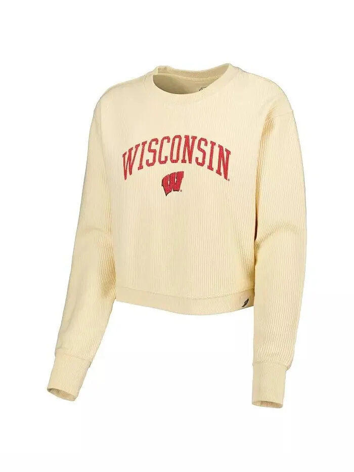 Женский кремовый свитшот Wisconsin Badgers Classic Campus Corded Timber League Collegiate Wear — изображение 3 из 3