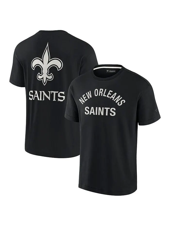 Мужская и женская черная супермягкая футболка New Orleans Saints с коротким рукавом Fanatics