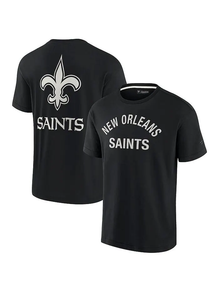 Мужская и женская черная супермягкая футболка New Orleans Saints с коротким рукавом Fanatics — изображение 2 из 4, черный