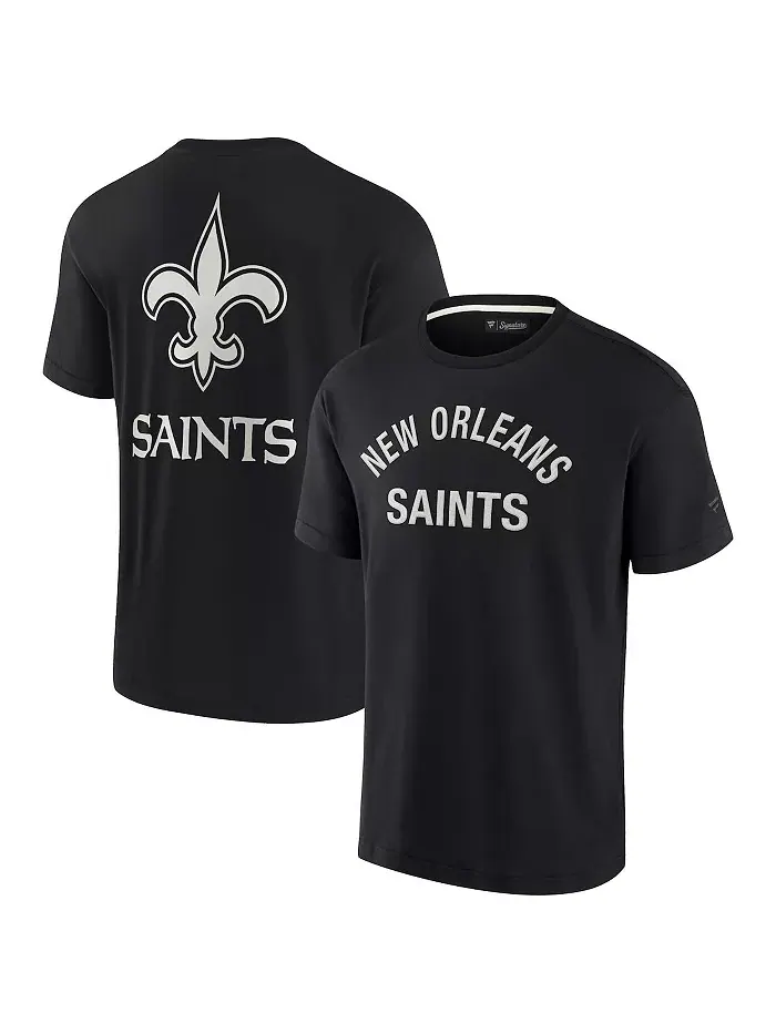 Мужская и женская черная футболка New Orleans Saints с коротким рукавом, супермягкая Fanatics — изображение 2 из 4
