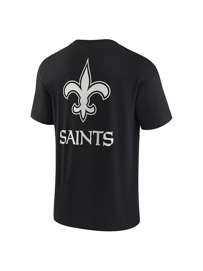 Мужская и женская черная футболка New Orleans Saints с коротким рукавом, супермягкая Fanatics — изображение 4 из 4