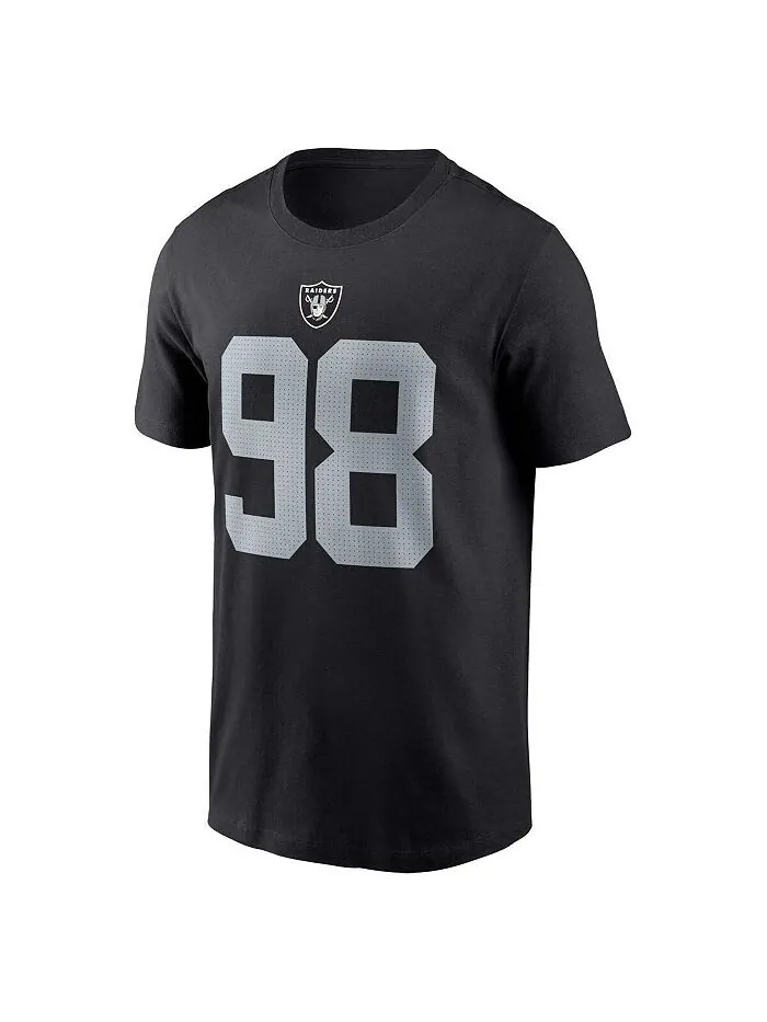 Мужская черная футболка Maxx Crosby Las Vegas Raiders с именем и номером игрока Nike — изображение 2 из 3, черный