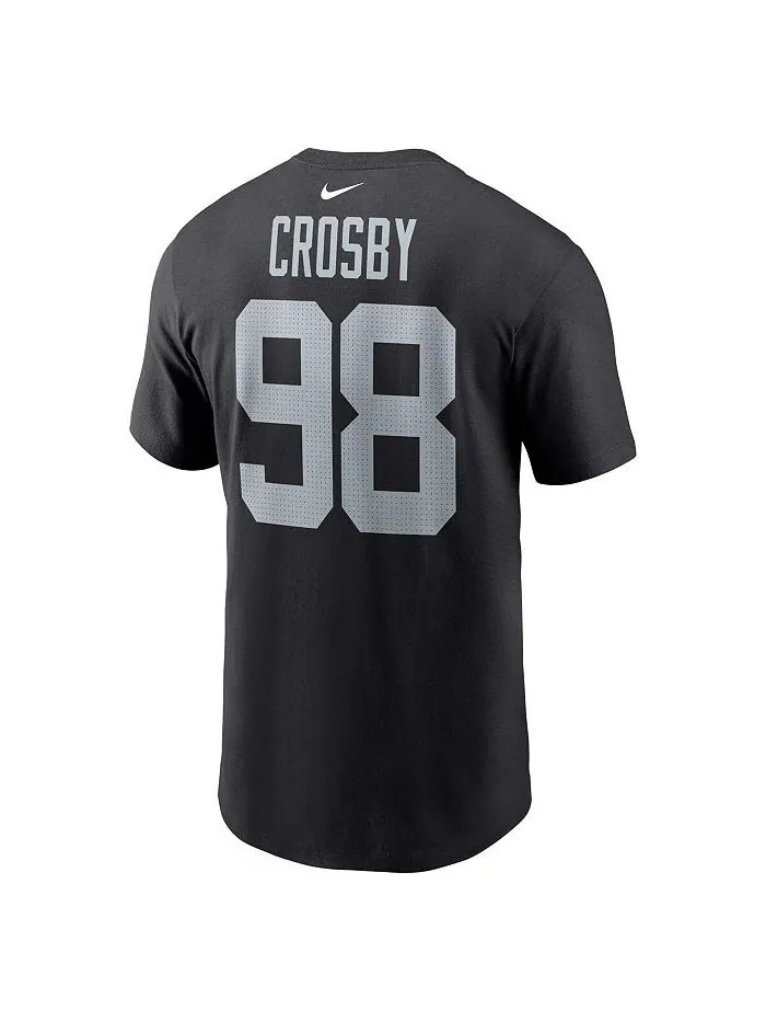 Мужская черная футболка Maxx Crosby Las Vegas Raiders с именем и номером игрока Nike — изображение 3 из 3, черный
