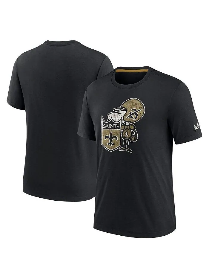 Мужская черная футболка Tri-Blend с логотипом New Orleans Saints Rewind Playback Nike