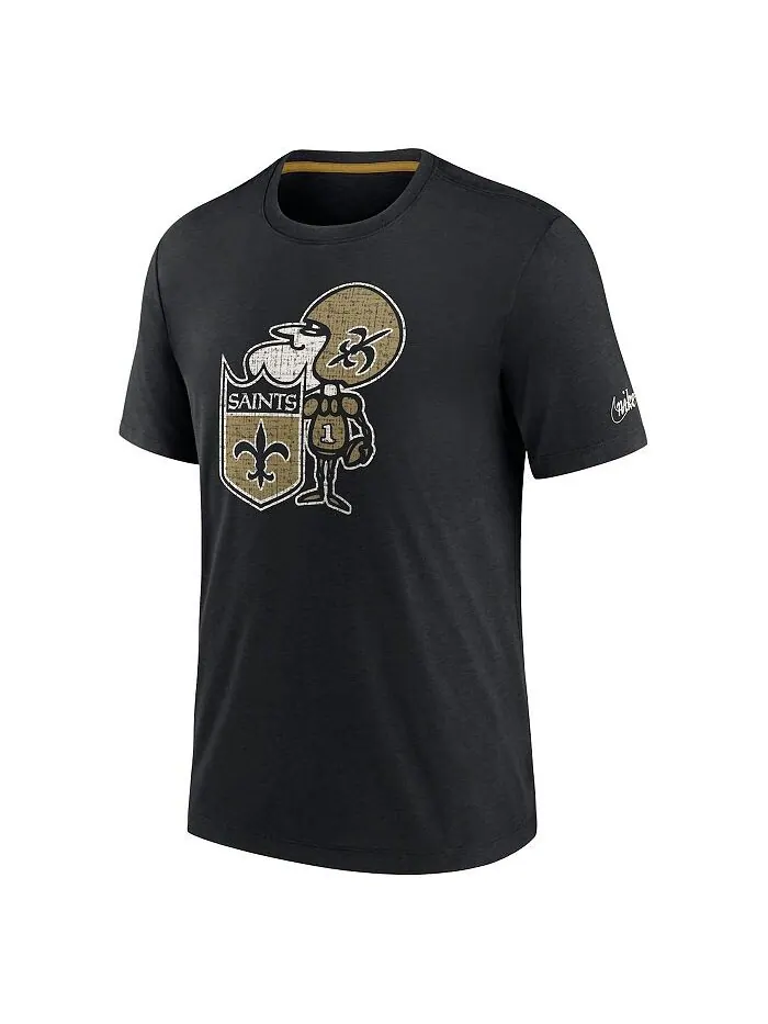 Мужская черная футболка Tri-Blend с логотипом New Orleans Saints Rewind Playback Nike — изображение 2 из 3, черный