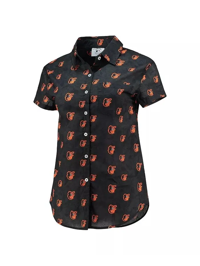 Женская оранжевая рубашка Baltimore Orioles Floral на пуговицах FOCO — изображение 2 из 3