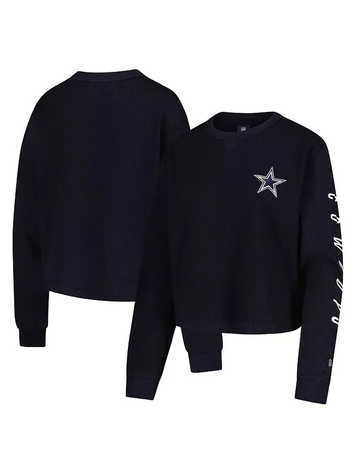 Женская темно-синяя термофутболка Dallas Cowboys с длинным рукавом New Era