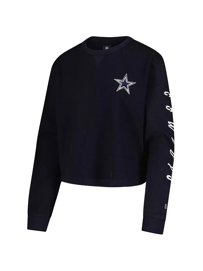 Женская темно-синяя термофутболка Dallas Cowboys с длинным рукавом New Era — изображение 2 из 3