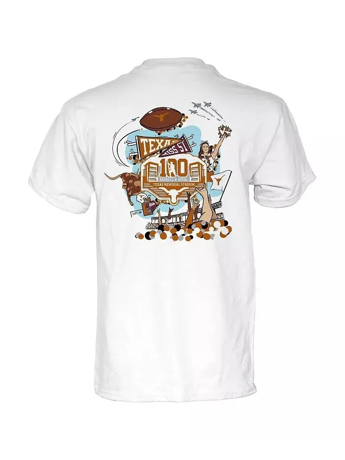 Мужская и женская белая футболка Texas Longhorns First SEC Game Matchup Blue 84 — изображение 2 из 3
