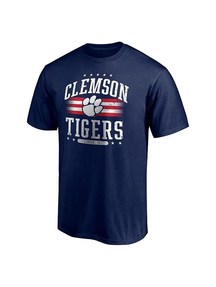 Мужская темно-синяя футболка с фирменным логотипом Clemson Tigers Americana Fanatics — изображение 2 из 3, темно-синий