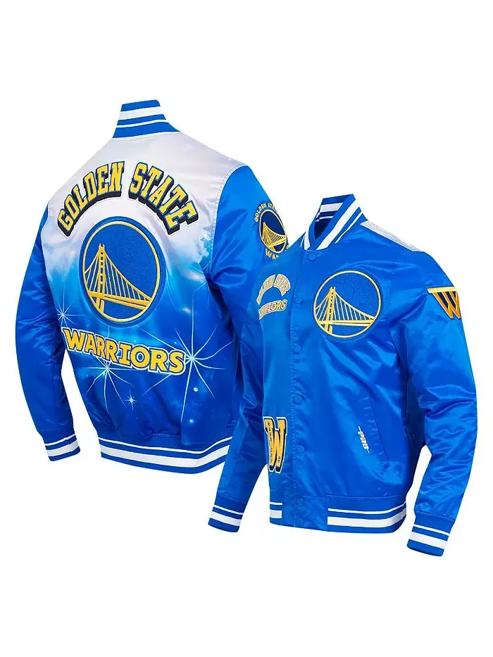 Мужская сатиновая куртка на молнии Golden State Warriors с сублимационным принтом Royal Pro Standard