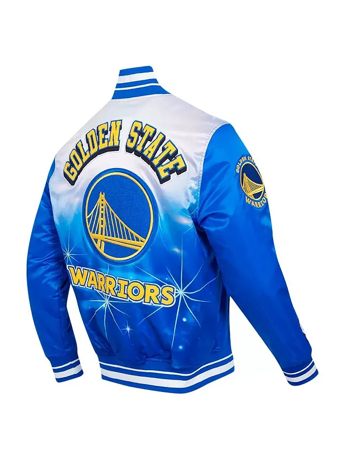 Мужская сатиновая куртка на молнии Golden State Warriors с сублимационным принтом Royal Pro Standard — изображение 2 из 4