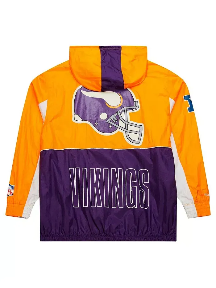 Мужская белая ветровка Minnesota Vikings Big Shot Premium на молнии Mitchell & Ness — изображение 3 из 3