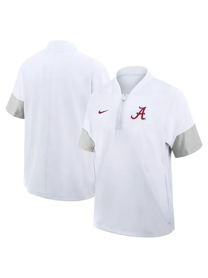 Мужская белая тренерская куртка Alabama Crimson Tide 2025 Sideline с короткими рукавами и