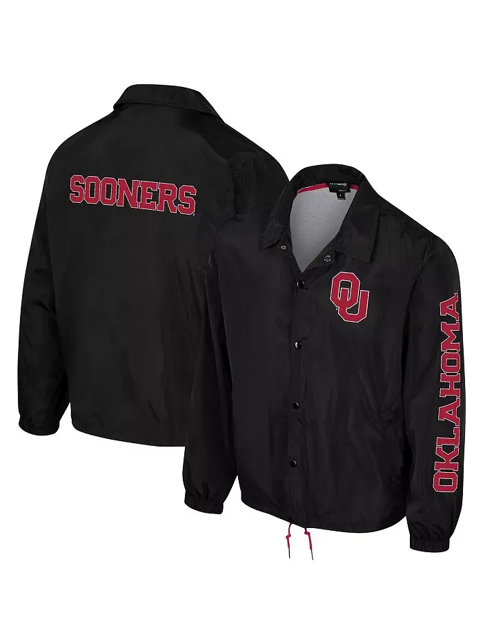 Мужская и женская черная куртка Oklahoma Sooners Coaches на полной застежке-молнии The Wild