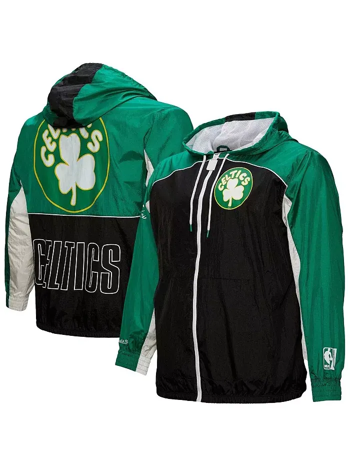 Мужская черная ветровка Boston Celtics Hardwood Classics Big Shot Premium на молнии Mitchell & Ness
