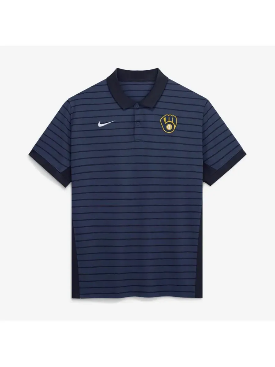 Поло Nike с принтом, модель Striped Victory Dri-FIT, Milwaukee Brewers