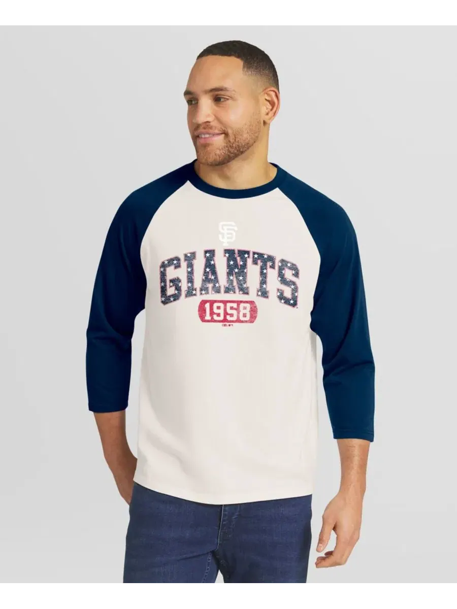 Футболка-реглан с длинным рукавом 3/4 San Francisco Giants Americana Darius Rucker Collection By — синий