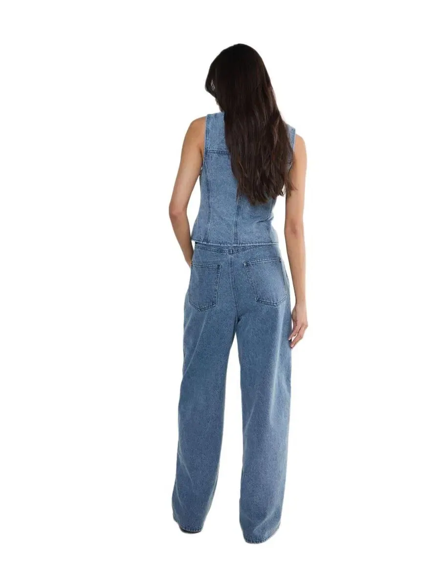 Джинсы прямого кроя с молнией по шву Nasty Gal, Authentic Midwash — изображение 3 из 5