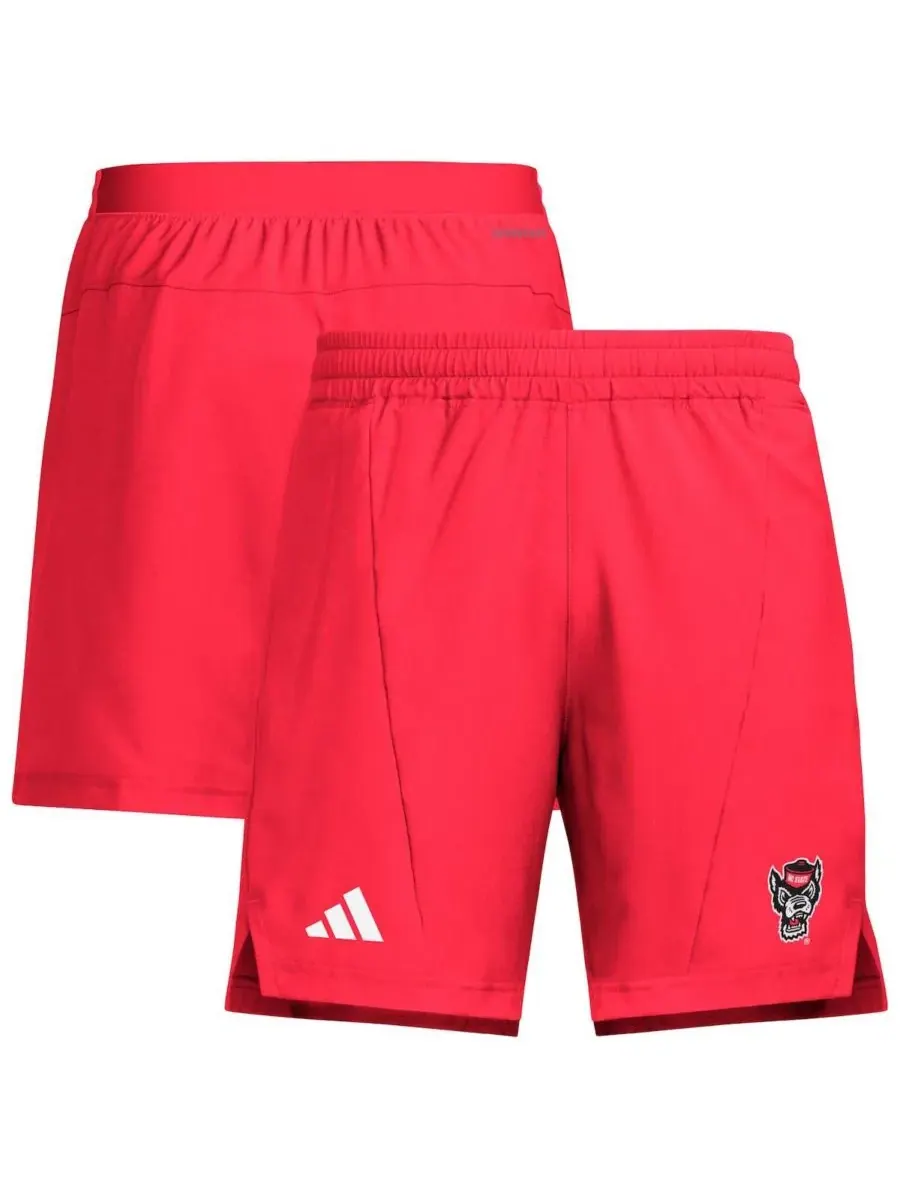 Adidas Мужские красные тренировочные шорты NC State Wolfpack Program из тканого материала