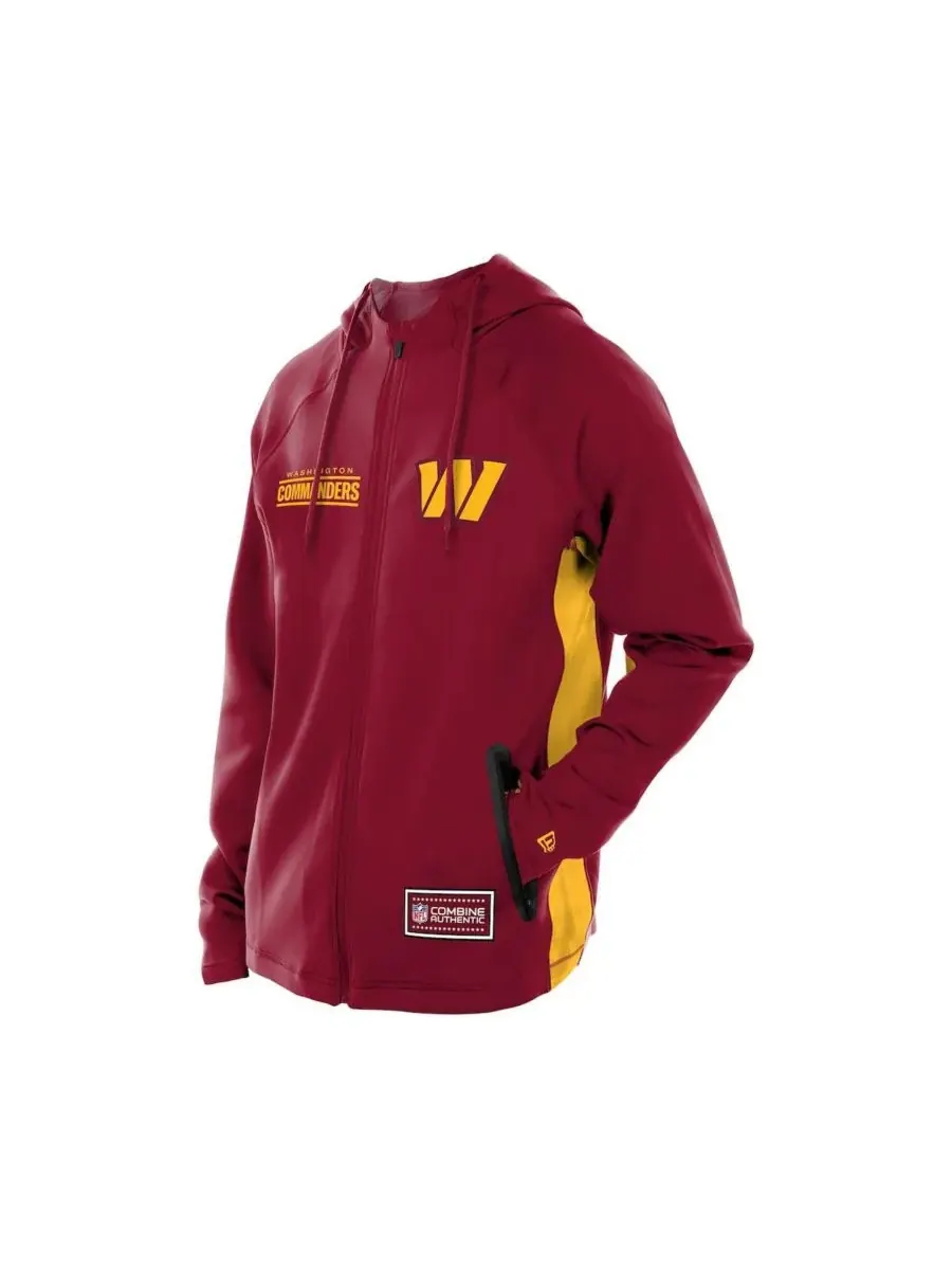 New Era Мужская бордовая толстовка на молнии Washington Commanders Combine Authentic Raglan Scuba — изображение 4 из 5