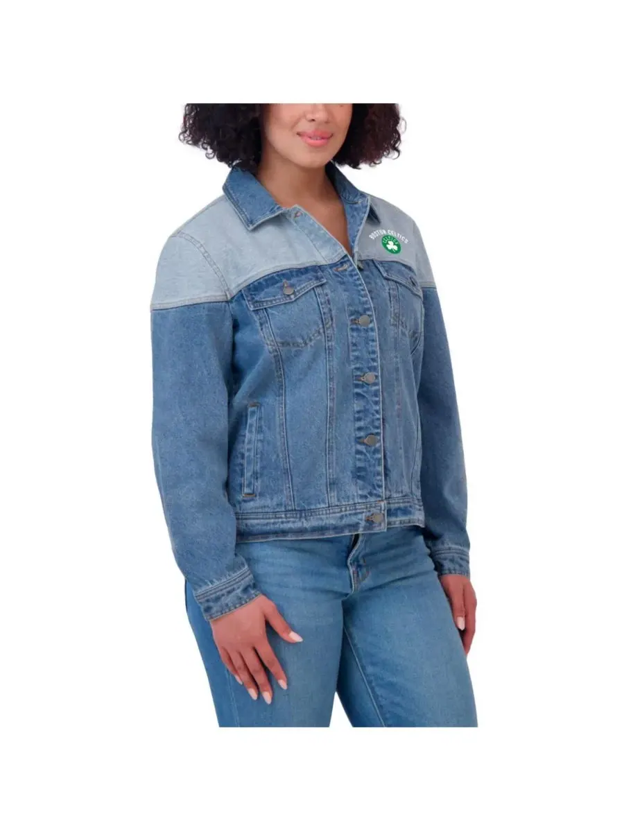 WEAR by Erin Andrews Женская синяя джинсовая куртка Boston Celtics на пуговицах — изображение 4 из 5, синий