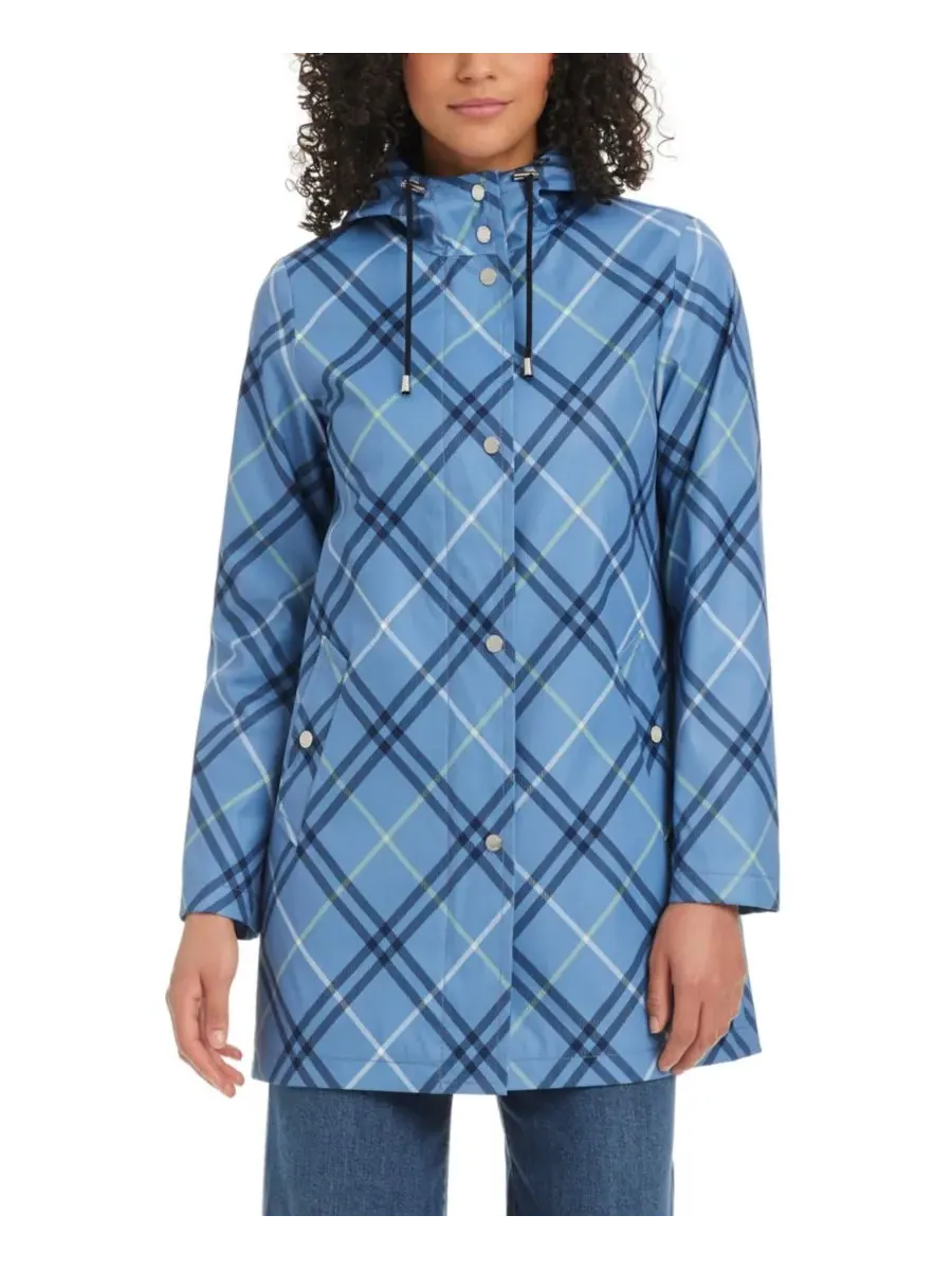 Женское водоотталкивающее пальто А-силуэта с капюшоном Kate spade new york, Timeless Bias Plaid