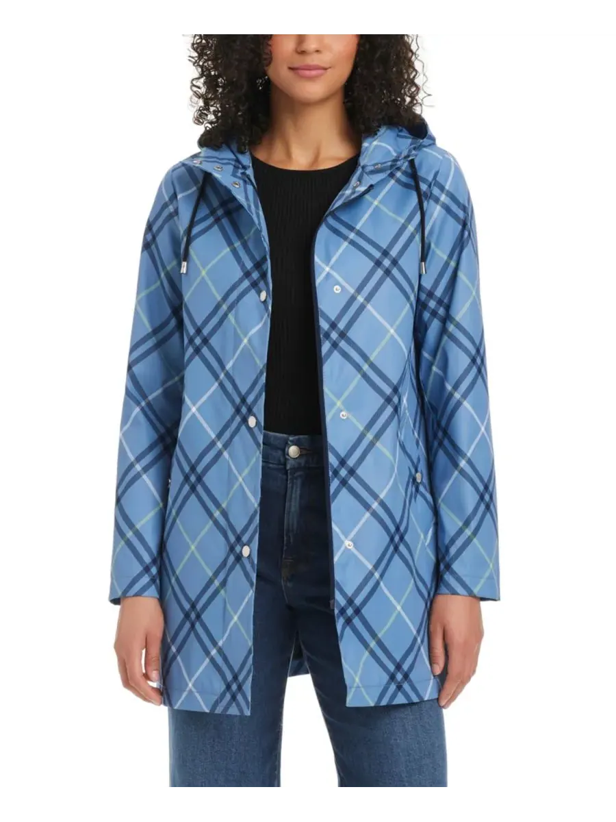 Женское водоотталкивающее пальто А-силуэта с капюшоном Kate spade new york, Timeless Bias Plaid — изображение 7 из 7