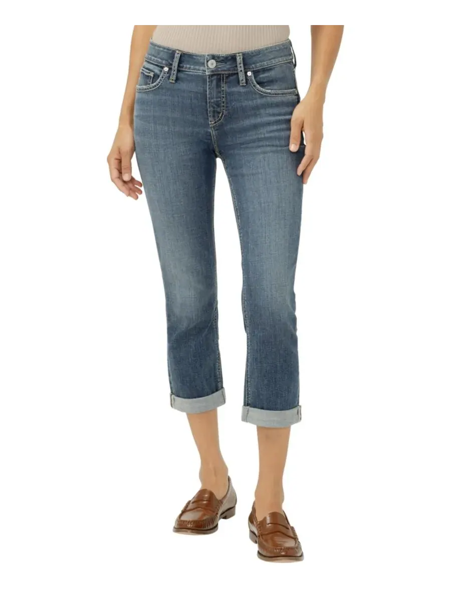 Женские джинсы-капри Elyse Mid-Rise Luxe Stretch с завышенной талией Silver Jeans Co., Beverly