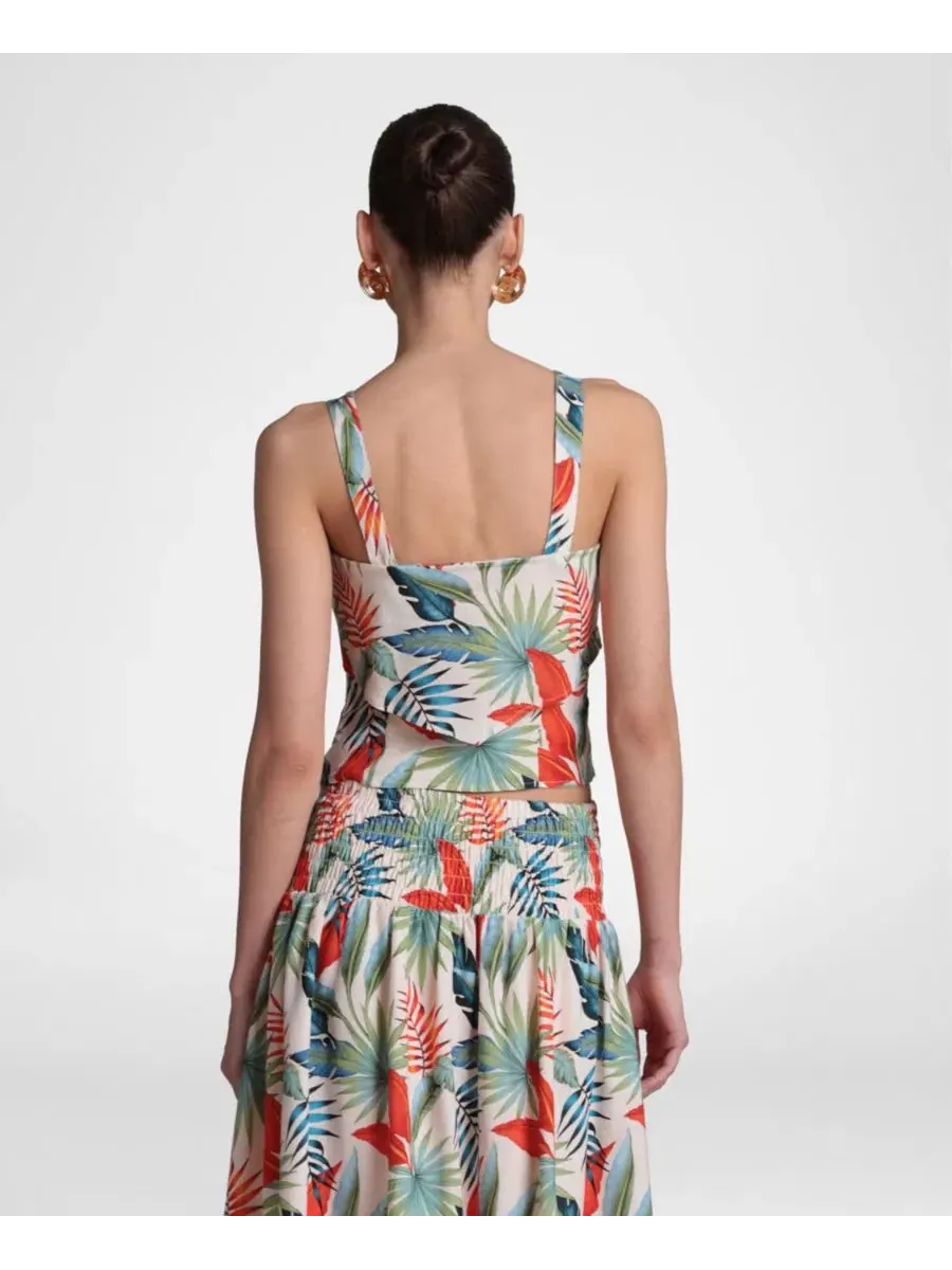 Топ без рукавов с запахом, модель Tie-Front Avec Les Filles, Birds Of Paradise — изображение 5 из 8