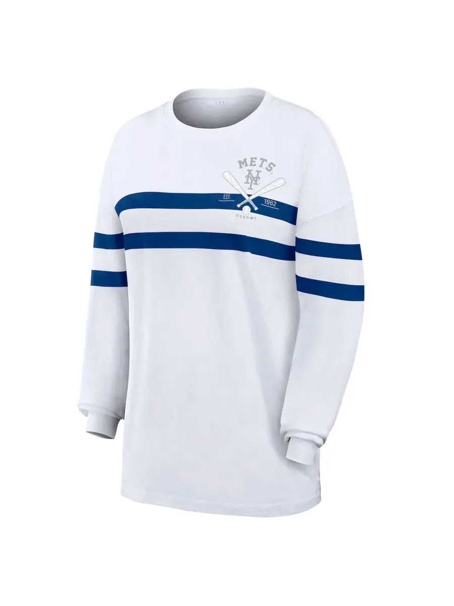 Футболка оверсайз с длинным рукавом и полосами New York Mets WEAR by Erin Andrews — изображение 2 из 4, белый