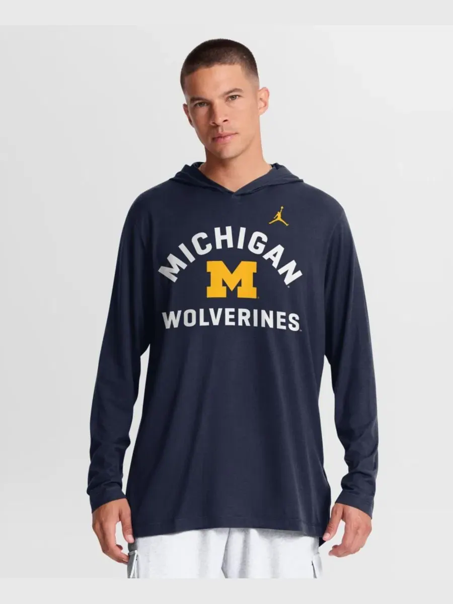 Футболка с капюшоном и длинным рукавом Michigan Wolverines Primetime Arch Tri-Blend Dri-FIT Jordan
