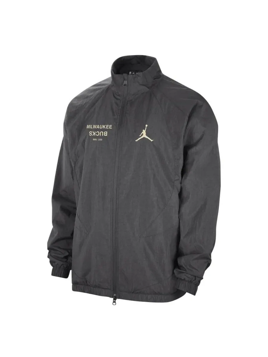 Куртка-бомбер с принтом Milwaukee Bucks Courtside Statement Edition Jumpman Jam Full-Zip Jordan — изображение 2 из 3, серый