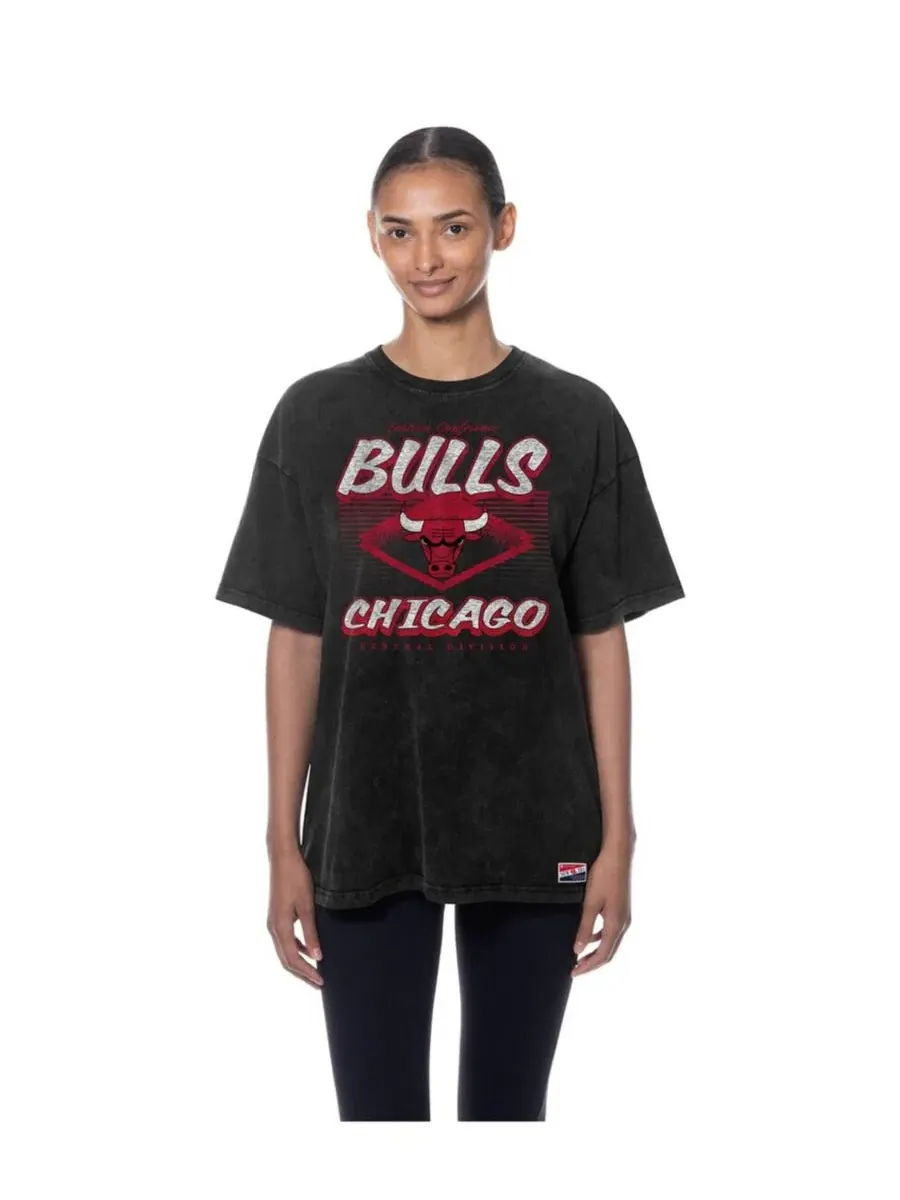 Футболка оверсайз с принтом Chicago Bulls Throwback Mineral Wash New Era — изображение 4 из 4, черный