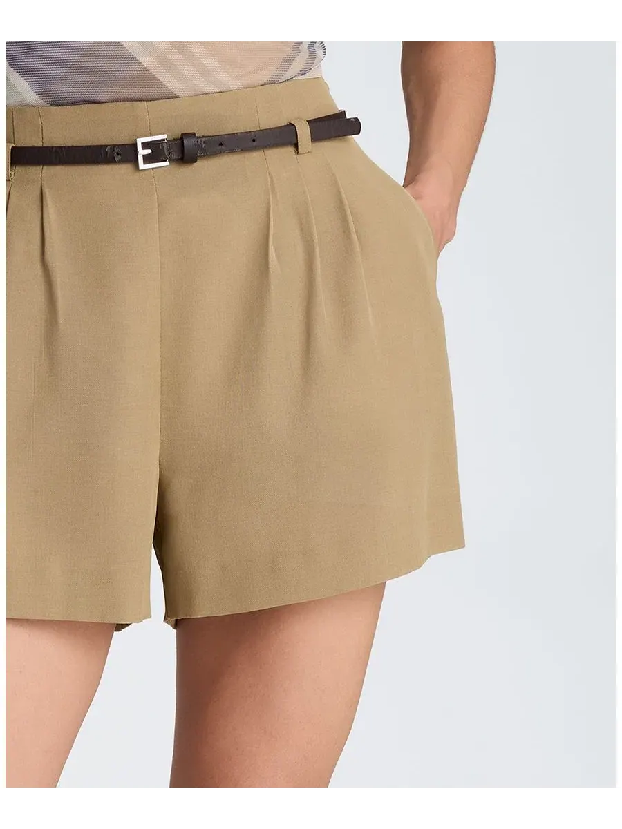 Шорты с высокой посадкой и ремнем Kenneth Cole, Moss Taupe — изображение 5 из 9