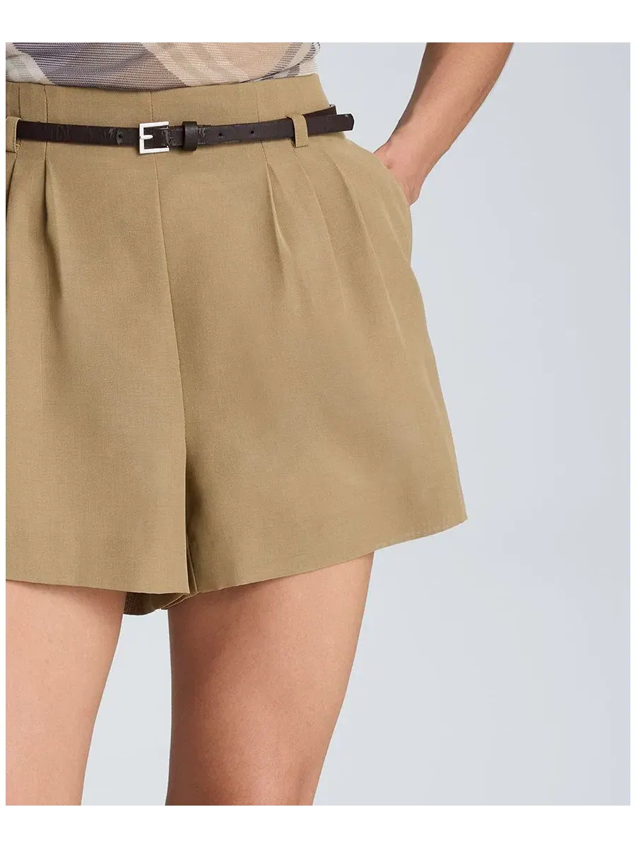 Шорты с высокой посадкой и ремнем Kenneth Cole, Moss Taupe — изображение 8 из 9